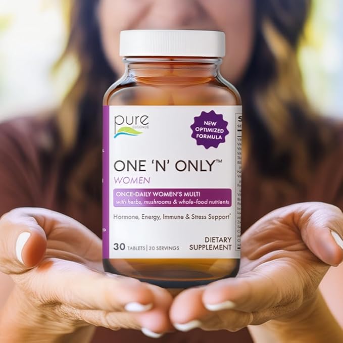 PURE ESSENCE LABS One N Only Multivitamin for Women Natural One a Day Herbal Supplement with Vitamin D3 B12 and Biotin with Whole Foods 30 Tablets