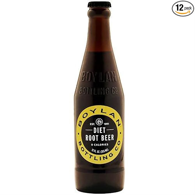 Boylan Zero Calorie Soda 12 oz Glass Bottles (Diet Root Beer 12 Count)
