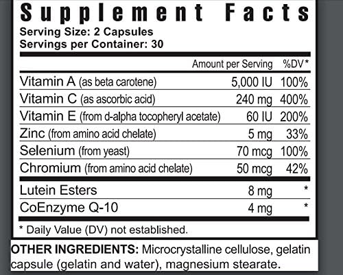 Youngevity Ultimate Vision FX™ - Eye Vitamin &amp Mineral Supplement Blend - Lutein CoQ10 Vitamins A C E Zinc Chromium Selenium for Eye Health (60 Capsules - 4 Pack)