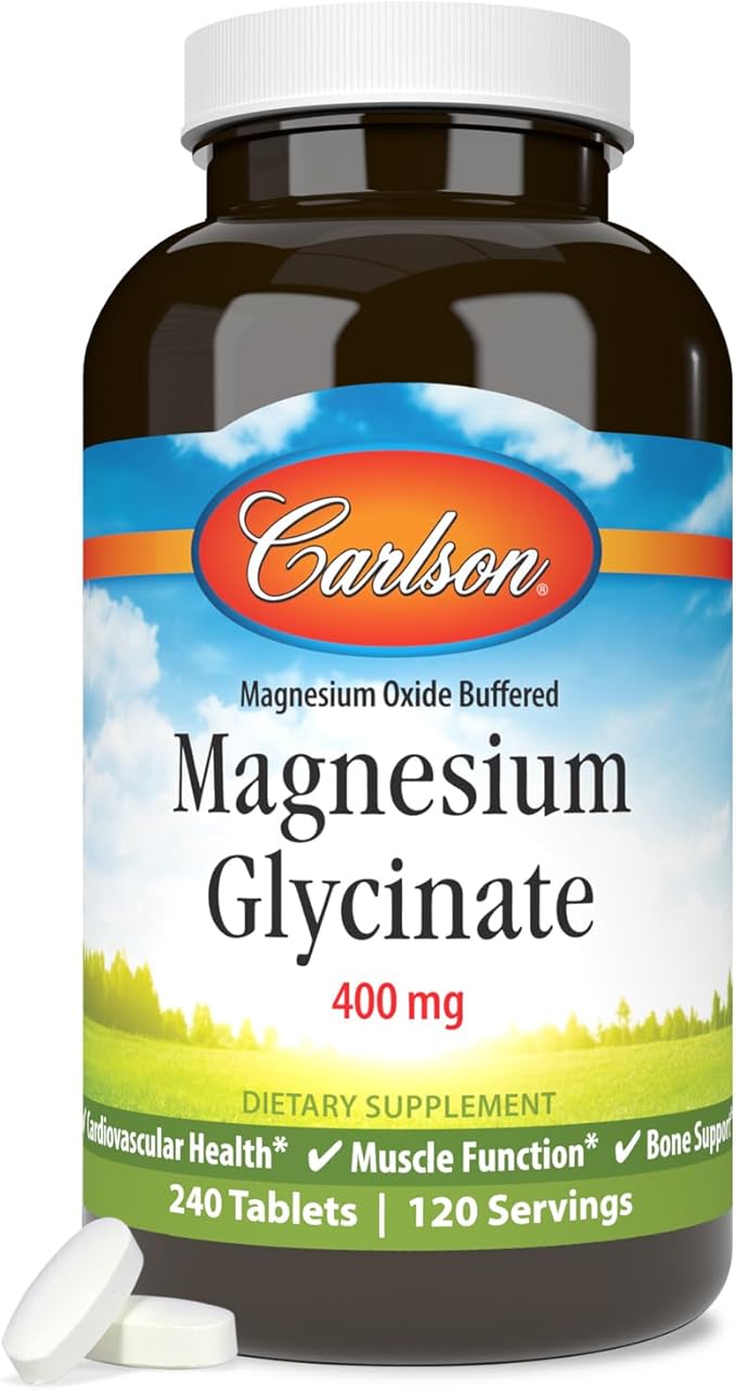 Carlson – Buffered Magnesium 400 mg – Gentle Absorption for Heart &amp Muscle Function Bone Support 240 Tablets