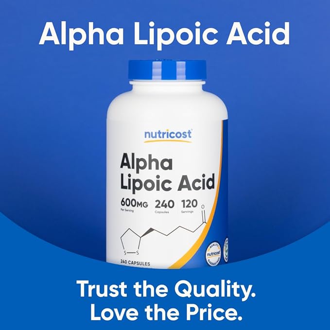 Nutricost Alpha Lipoic Acid 600mg Per Serving 240 Capsules - Gluten Free Vegetarian Capsules Soy Free &amp Non-GMO (Pack of 2)