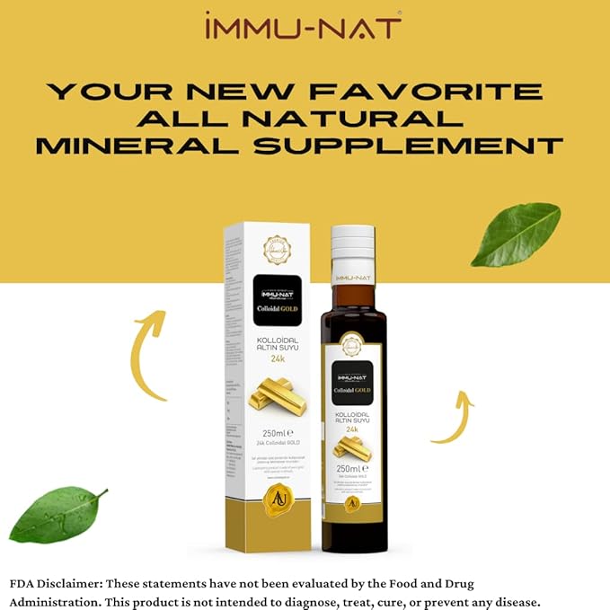 Colloidal Gold Water 24K Pure Liquid 20PPM (8.5oz) Mineral Supplement for Enhanced Cognitive Function Focus Creativity Calmness Sleep Aid - Pineal Gland Decalcification