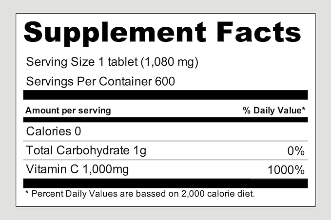 Korea Eundan High Potency Vitamin C 1000mg – 600 Tablets (20-Month Supply) Individually Packed for Freshness &amp Portability
