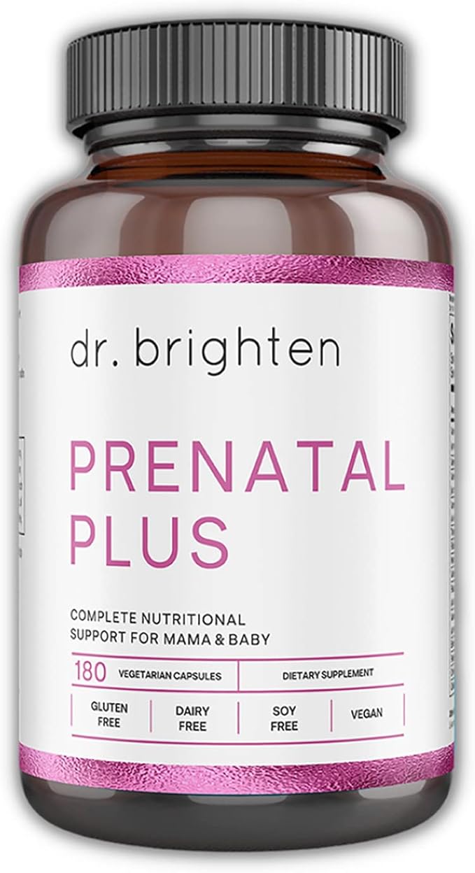 Dr. Brighten Prenatal Plus - Women’s Formulation Active B Vitamins Minerals Antioxidants for Pregnant or Nursing Mothers Non-GMO Vegan No Gluten No Soy - 180 Capsules