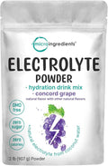 Micro Ingredients Hydration Electrolyte Powder 2 lb (139 Servings) | Concord Grape Flavor | High Potassium (1000mg) + Coconut Water | No Sugar Keto Friendly | Non-GMO