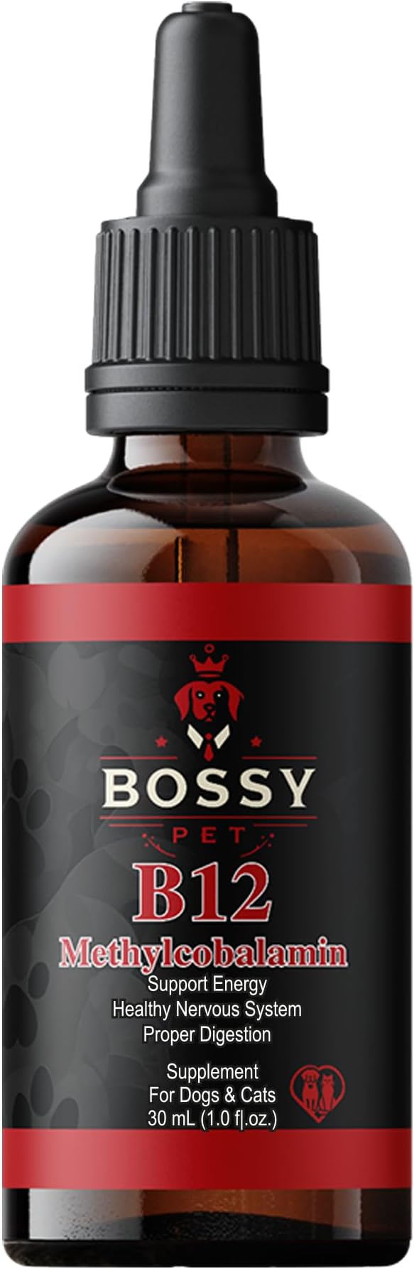 Vitamin B12 for Dogs &amp Cats - Liquid Supplement for Dogs &amp Cats - Vet-Formulated Methylcobalamin Drops - Supports Energy Nerve Function &amp Appetite - Fast-Absorption- Easy to Administer.