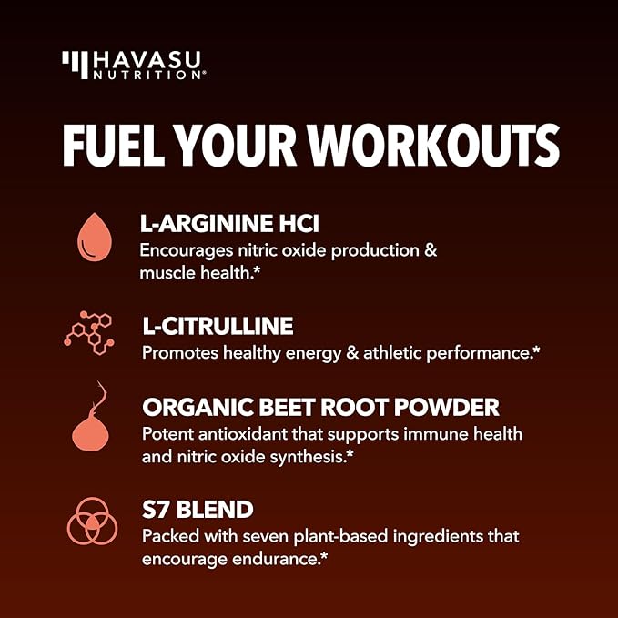 L-Arginine Powder - Nitric Oxide Supplement for Men and Women with L-Citrulline and Beet Root - Pre and Post Workout Support for Endurance and Recovery - Tangerine Flavor 1 Month Supply (30 Scoops)