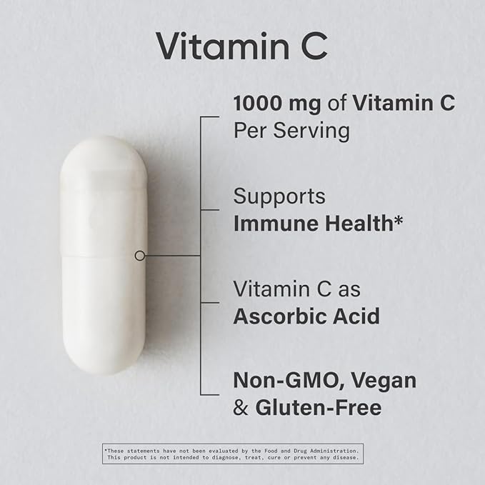 Sports Research High Potency Vitamin C Supplement - Vegan Veggie Capsules for Antioxidant Activity &amp Immune Support - Non-GMO Verified &amp Gluten Free - Ascorbic Acid Vitamin C 1000mg 240 Count