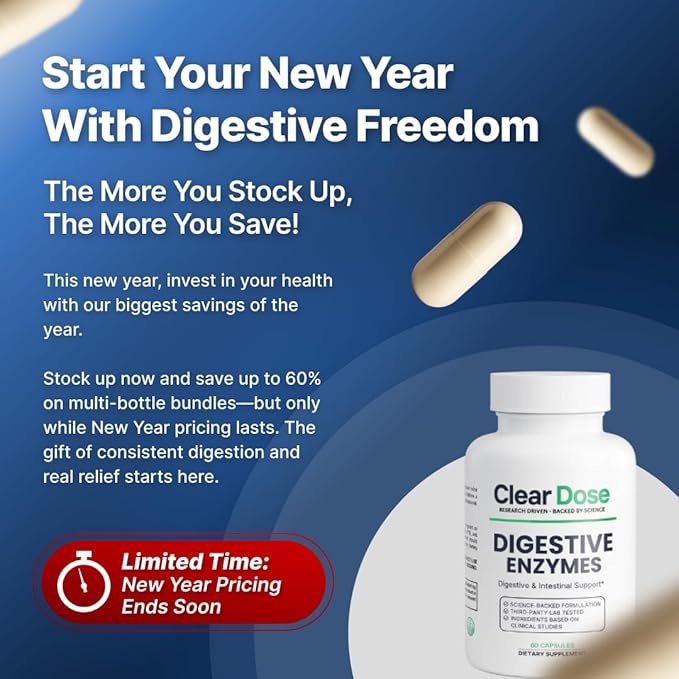 Digestive Enzymes with Probiotics – Broad Spectrum Enzyme Formula for Digestive Support Bloating &amp Gas Relief Lactase Protease Lipase – 60 Capsules