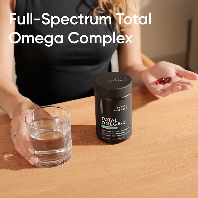 Sports Research® Total Omega-3 Fish Oil 2200mg - Made from Antarctic Krill w/Astaxanthin Wild Sockeye Salmon &amp Alaska Pollock - 960mg of EPA &amp DHA - 120 Softgels