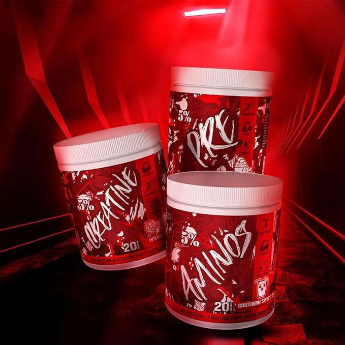 5% Nutrition Code Red Aminos BCAA &amp EAA Post Workout Recovery Powder | Full Spectrum Essential Amino Acid Complex for Men &amp Women (Italian Lemon Ice)