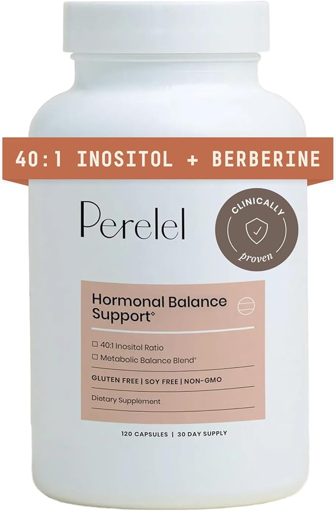 Perelel Hormone Balance Support Myo &amp D Chiro Inositol Womens Inositol Supplement with Berberine Alpha Lipoic Acid &amp Dim to Support Female Health Soy Dairy &amp Gluten Free Non GMO 12