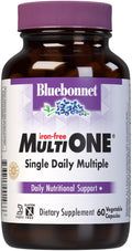 Bluebonnet Nutrition Multi One (iron Free) Vegetable Capsules for Complete Full Spectrum Multiple B Vitamins General Health Gluten free milk free kosher 60 Vegetable Capsules 2 Month Supply