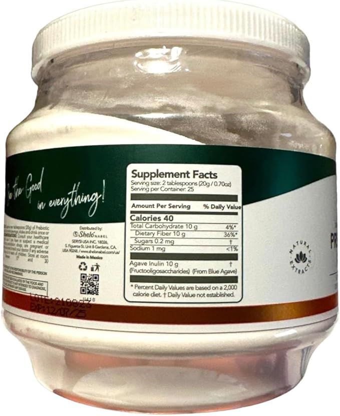 Generic Shelo Nabel Prebiotic Fiber Blue Agave Inulin Powdered Premix 17.63 oz White