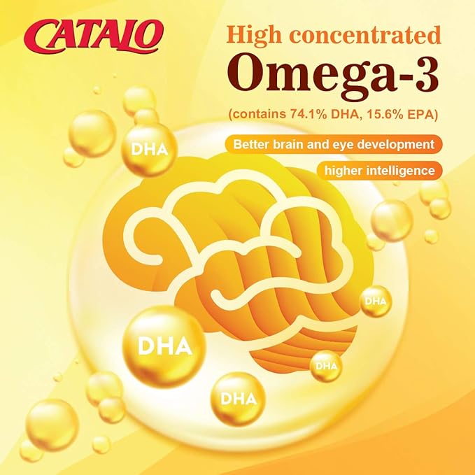 CATALO Children’s DHA Formula – Chewable Softgels with Fish Oil for Kids 200mg DHA per Serving Orange Flavor Easy to Swallow or Mix with Food 30 Softgels
