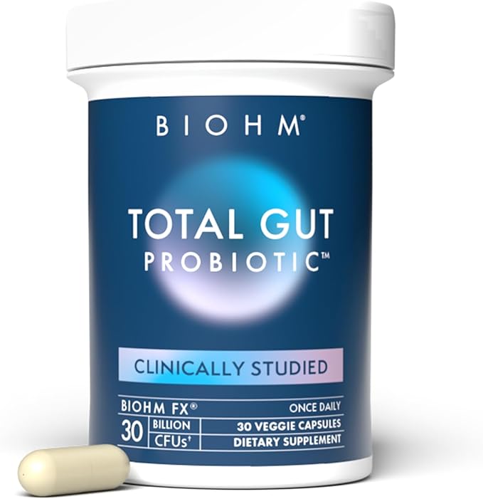 BIOHM Total Probiotic 30 Billion CFU Daily Probiotics for Women &amp Men (30 Count) Helps Reduce Occasional Gas &amp Bloating Supports Digestion &amp Total Gut Health Non-GMO Vegan