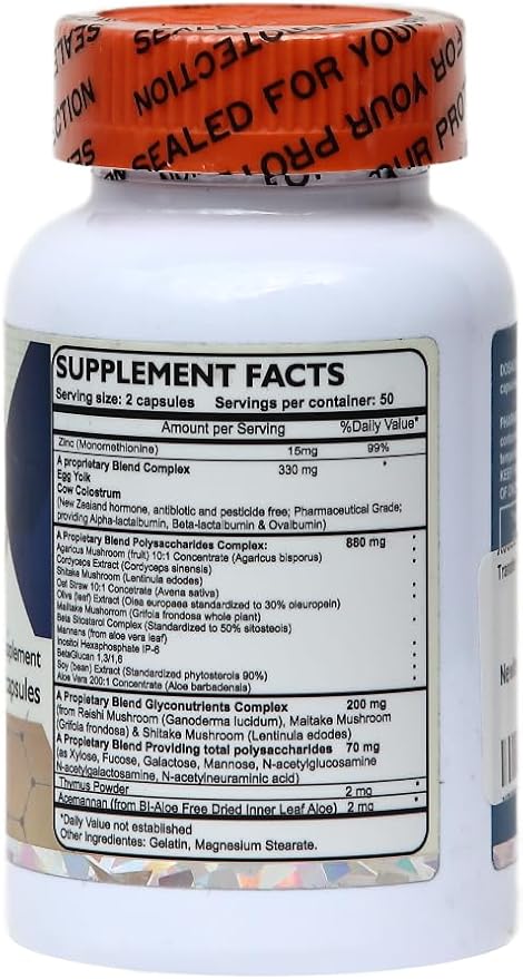 Transfer Factor Enhanced 100 Natural Capsules Immune Support - Transfer Factor Multi Immune from Cow Colostrum Egg Yolk &amp Special Blend of Mushrooms