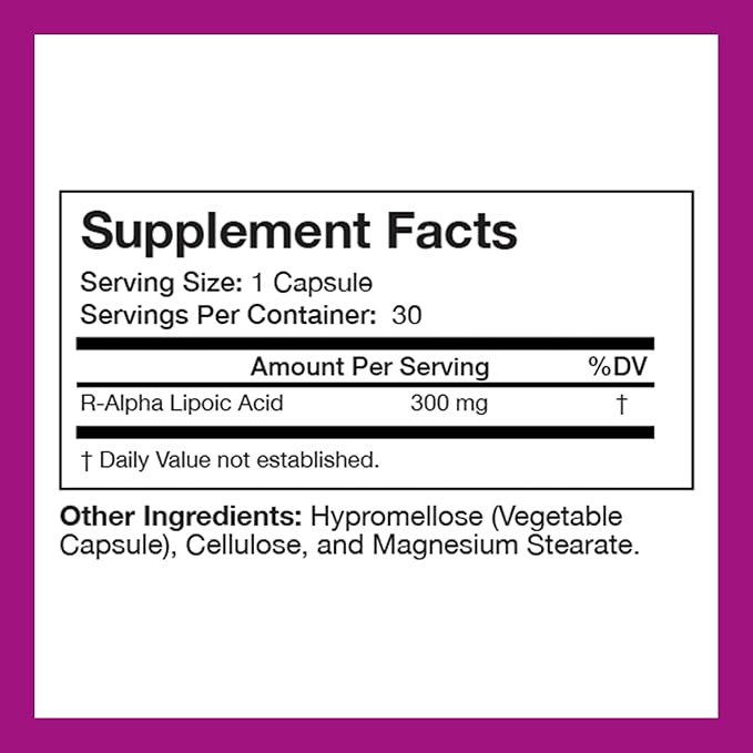 NERVE RENEW Optimizer - Nerve Support Supplement - 30 Capsules - 300 mg Stabilized R-Alpha Lipoic Acid per Capsule - Fast Absorption - Safe and All Natural