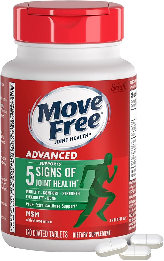 Move Free Advanced Glucosamine Chondroitin MSM Joint Support Supplement Supports Mobility Comfort Strength Flexibility &amp Bone - 120 Tablets (40 servings)*