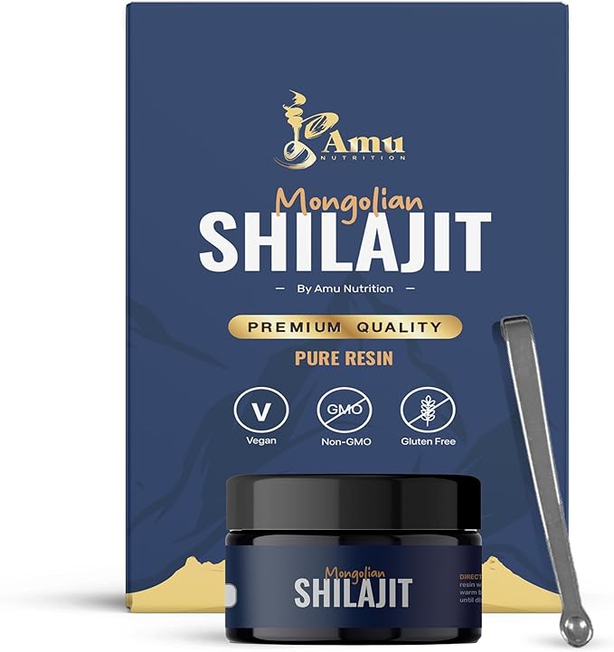 AMU NUTRITION Pure Mongolian Shilajit for Men and Women - Harvested from Mongolia - Natural Source of Fulvic Acid Trace Minerals (20 GRAM)