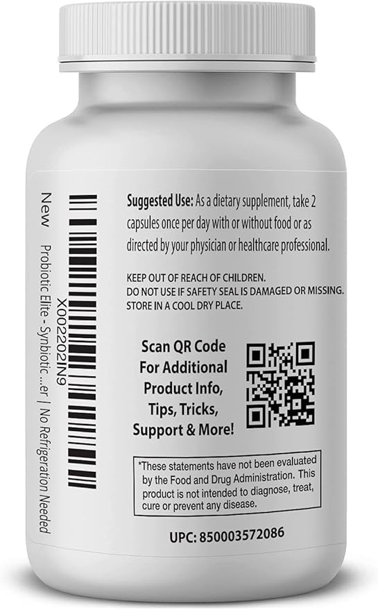 Pro Formulations MD Probiotic Elite – Synbiotic with FOS + Supernatant – 60 vcaps – Pre Post &amp Probiotic Digestive Support with 20 Billion CFU FOS Acacia Fiber &amp Freeze – Dried Culture Powd