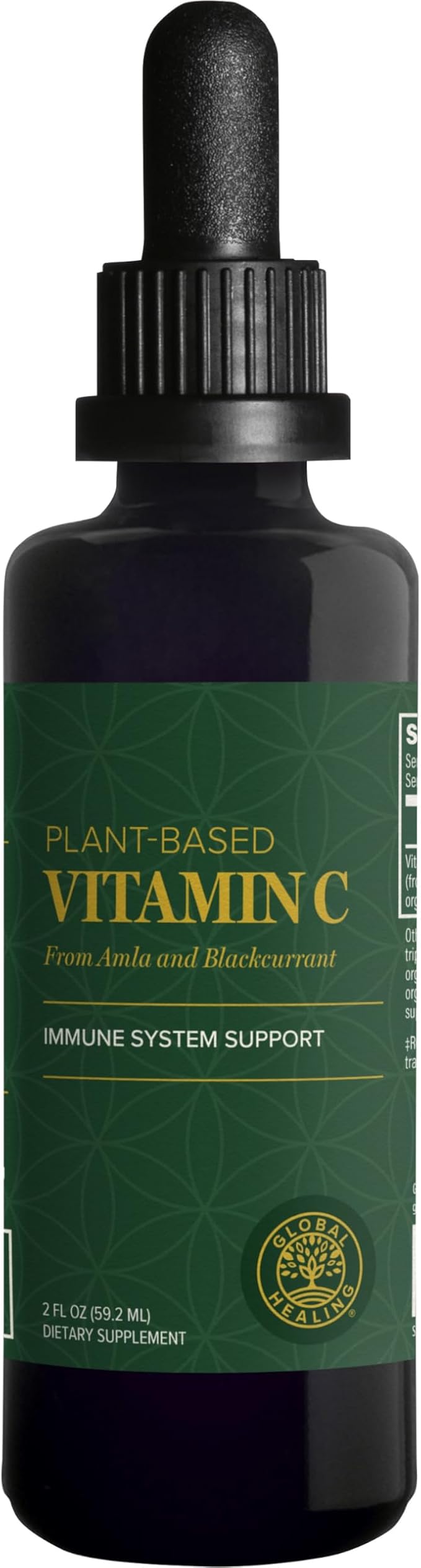 Global Healing Center USDA Organic Vitamin C Supplement Drops 180mg Liquid Vitamin C Plant-Based Antioxidant Supplement Supports Immune System - Vitamina C - Natural Energy for Men and Women (2 Oz)