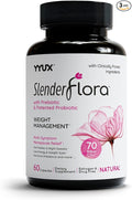SlenderFlora - Menopause Probiotic Supplement | Weight Management Hot Flashes Night Sweats Bloating | 70 Billion CFU | Gluten Soy &amp Dairy Free | 60 Ct Pack of 3
