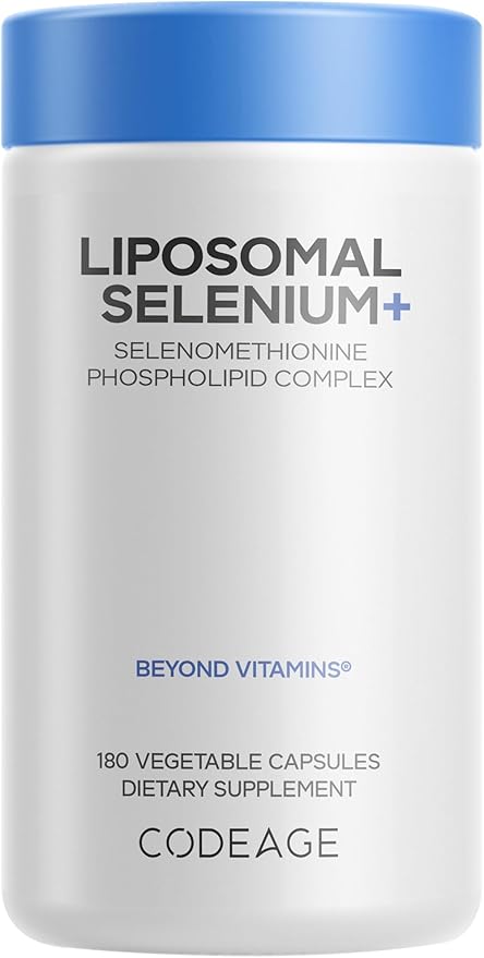 Codeage Selenium 200 mcg Supplement 6-Month Supply Immune Support Mineral Cofactor Selenomethionine Phospholipids Vegan Liposomal Delivery 180 Capsules