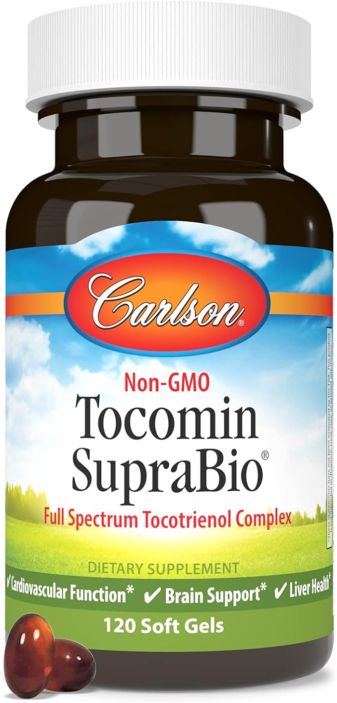 Carlson - Tocomin SupraBio Full Spectrum Tocotrienol Complex Non-GMO Tocotrienols Alpha Beta Gamma Delta 120 Softgels
