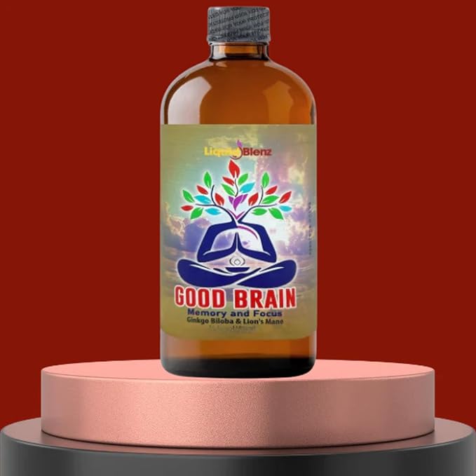 LiquidBlenz Good Brain Tonic Herbal Brain Health Support Drink 16 oz Liquid Botanical Blend with Ginkgo Lion’s Mane &amp Adaptogens – Natural Focus &amp Clarity Tonic