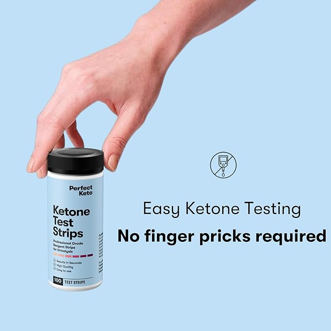 Perfect Keto Ketone Bundle — Exogenous Ketones Powder (Vanilla 6.7 oz) + 100 ct Urine Ketone Test Strips — Keto Support &amp Monitoring Kit for Low Carb/Ketogenic Diets