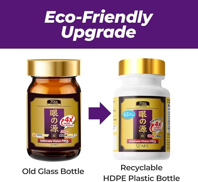 AFC Japan Ultimate Vision PRO – Improved Up-Sized Formula - Support Vitamins for Eye Health with Lutein Zeaxanthin Bilberry Nutrients for Blurry Dry Eyes Macular Health &amp Focus 45 Softgels