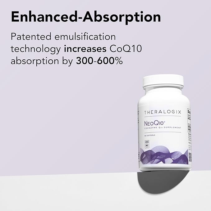 Theralogix NeoQ10 Coenzyme Q10 Supplement - Heart Health &amp Fertility Support - CoQ10 Fertility Supplement for Men &amp Women* - NSF Certified - 90 Softgels (90-Day Supply)