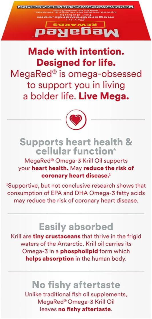 MegaRed Ultra Concentrate 750mg Omega-3 Krill Oil Fatty Acid Supplement with EPA/DHA Antioxidant Astaxanthin No Fish Oil Aftertaste Supports Heart Health 80 Count Softgels (2 Pack)