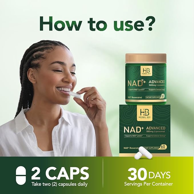 Liposomal NAD+ Supplement 500 Mg with NAD Trans-resveratrol 50 Mg – Cellular Energy &amp Mitochondrial Support – Healthy Aging &amp Antioxidant Support – 60 Capsules (30 Servings)