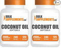 BulkSupplements.com Coconut Oil Softgels - Coconut Oil for Skin &amp Hair Herbal Supplement - Gluten Free 2 Softgels per Serving (2000mg) 240 Count (Pack of 2)