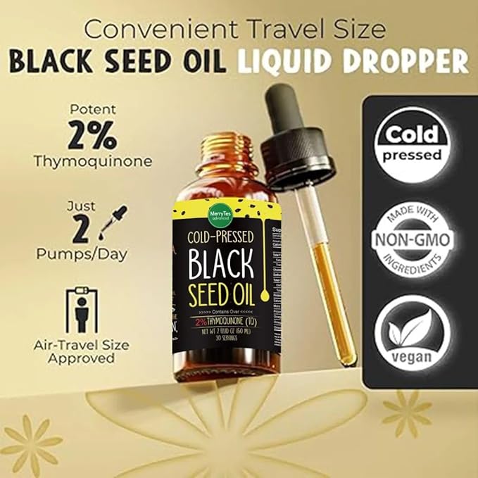 Black Seed Oil | 3 Times Thymoquinone | Cold-Pressed | Nigella Sativa - Turkish | Super Antioxidant to Support Immunity Joints Digestion Hair Skin &amp Nails | Glass Bottle | 2 oz