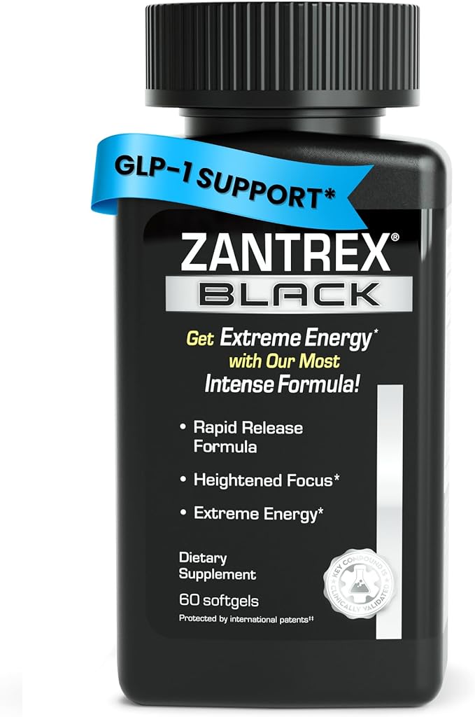 Zantrex Black – Naturally Boost GLP-1 &amp Metabolism Support | Thermogenic Energy Weight Management Formula | 60 Pills