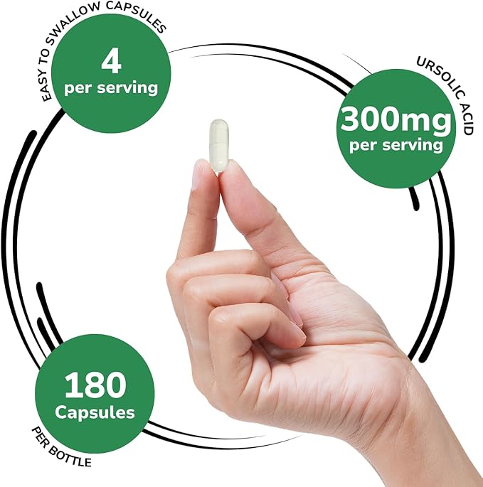Genex Formulas Ursolic Acid 300mg (180 Capsules) Ursolic Acid Sourced from Rosemary Extract - Non-GMO Gluten Free Vegetarian