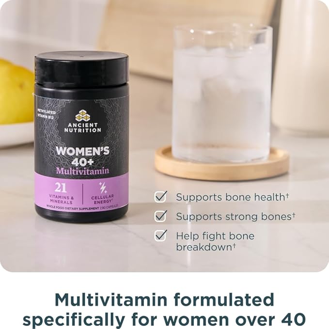 Ancient Nutrition Multivitamin for Women 40+ Multi Vitamin &amp Immune Support with Methylated Vitamin D C Magnesium Stress Sleep Support Bone Health 90 Ct