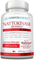 Approved Science Nattokinase - 4000 FU - 200 mg - Free of Vitamin K2 - Contains BioPerine - One Month Supply - Vegan Non-GMO - 60 Capsules