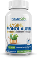 Natural Cure Labs L-Lysine with Monolaurin 600mg 1:1 Ratio 100 Capsules