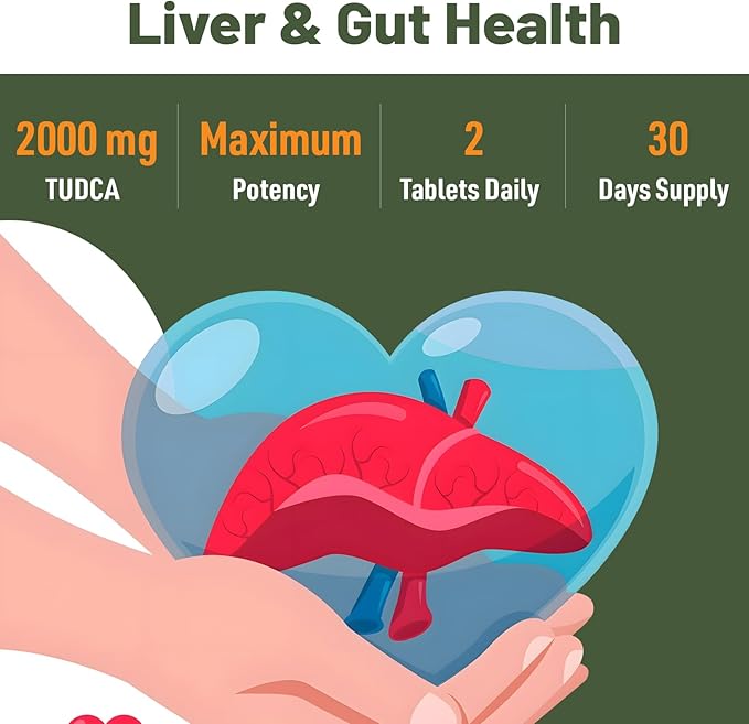 TUDCA Liver Supplements 2000mg - Strong Bile Salts Support Liver Detox &amp Cleanse - Liver and Gallbladder Health Formula-Easy to Swallow Tablets-60 Days Supply