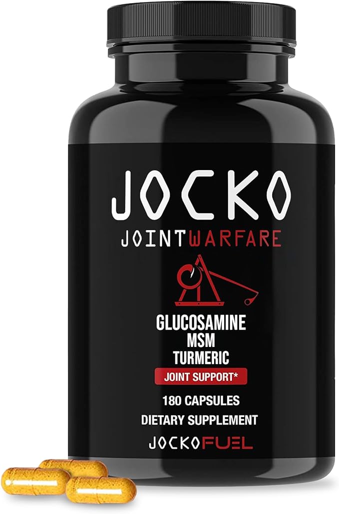 Jocko Fuel Joint Support Supplement - Glucosamine MSM for Joint Pain Mobility &amp Flexibility w/Turmeric &amp Boswellia (180 Capsules)