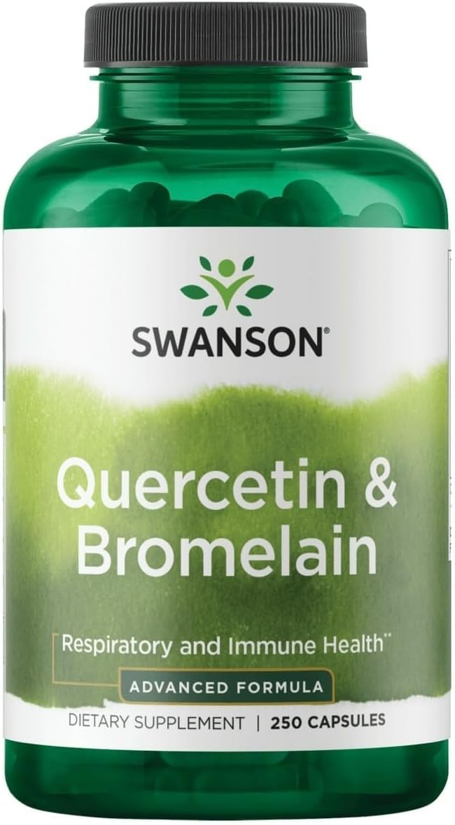 Swanson Quercetin &amp Bromelain-Promote Respiratory Health Support-Aid Seasonal Immune System Health-Support Cholesterol Levels Already w/i Normal Range (250mg Quercetin/78mg Bromelain) 250 Caps 2 P