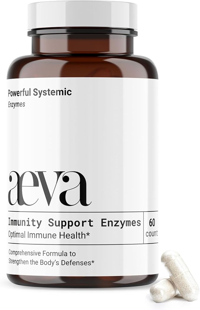 AEVA Immunity Support Enzymes – Functional Wellness Formula with Serrapeptase Lysozyme and Lactoferrin – Supports Immune Balance Resilience &amp Recovery – Made in California