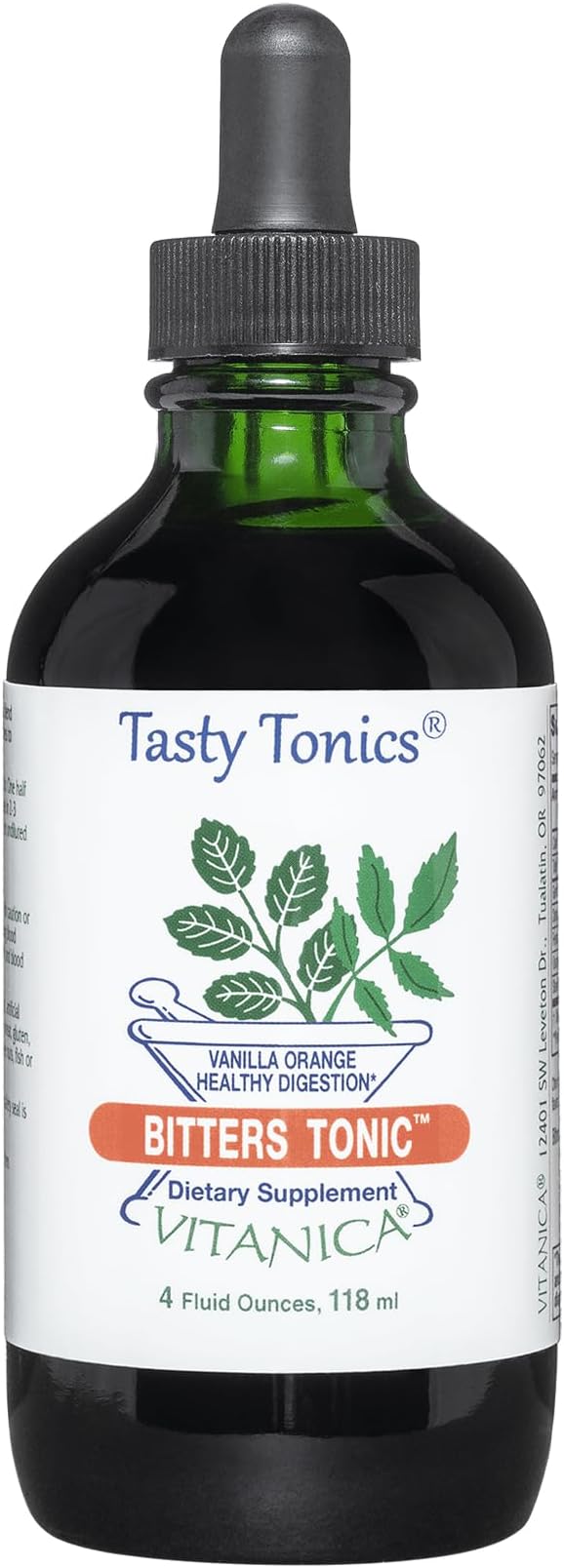 Vitanica Bitters Tonic Liquid Digestion Supplement Digestion Support Alcohol Free Vanilla Orange Vegan 4 Ounce