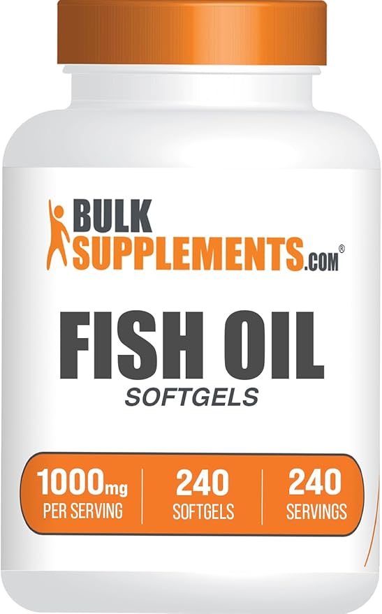 BulkSupplements.com Fish Oil 1000mg Softgels - Fish Oil Supplements Omega 3 Supplements - Gluten Free 1 Softgel per Serving 240 Count (Pack of 1)