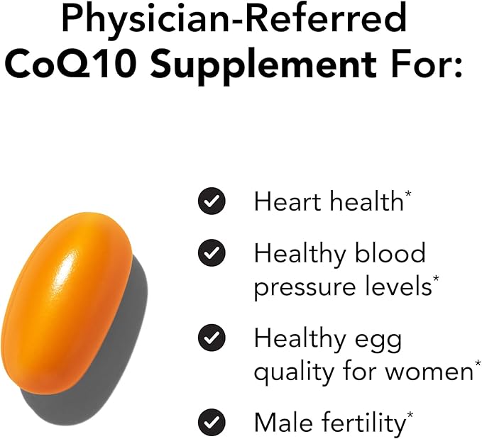Theralogix NeoQ10 Coenzyme Q10 Supplement - Heart Health &amp Fertility Support - CoQ10 Fertility Supplement for Men &amp Women* - NSF Certified - 90 Softgels (90-Day Supply)