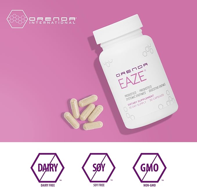 Orenda Eaze®: Gut Wellness Capsules | 6-in-1 Digestive Support with Probiotics Endospores Peptizyme-SP EN Prebiotics and Digestive Enzymes - Elevate Your Gut Health Today - 30 Capsules